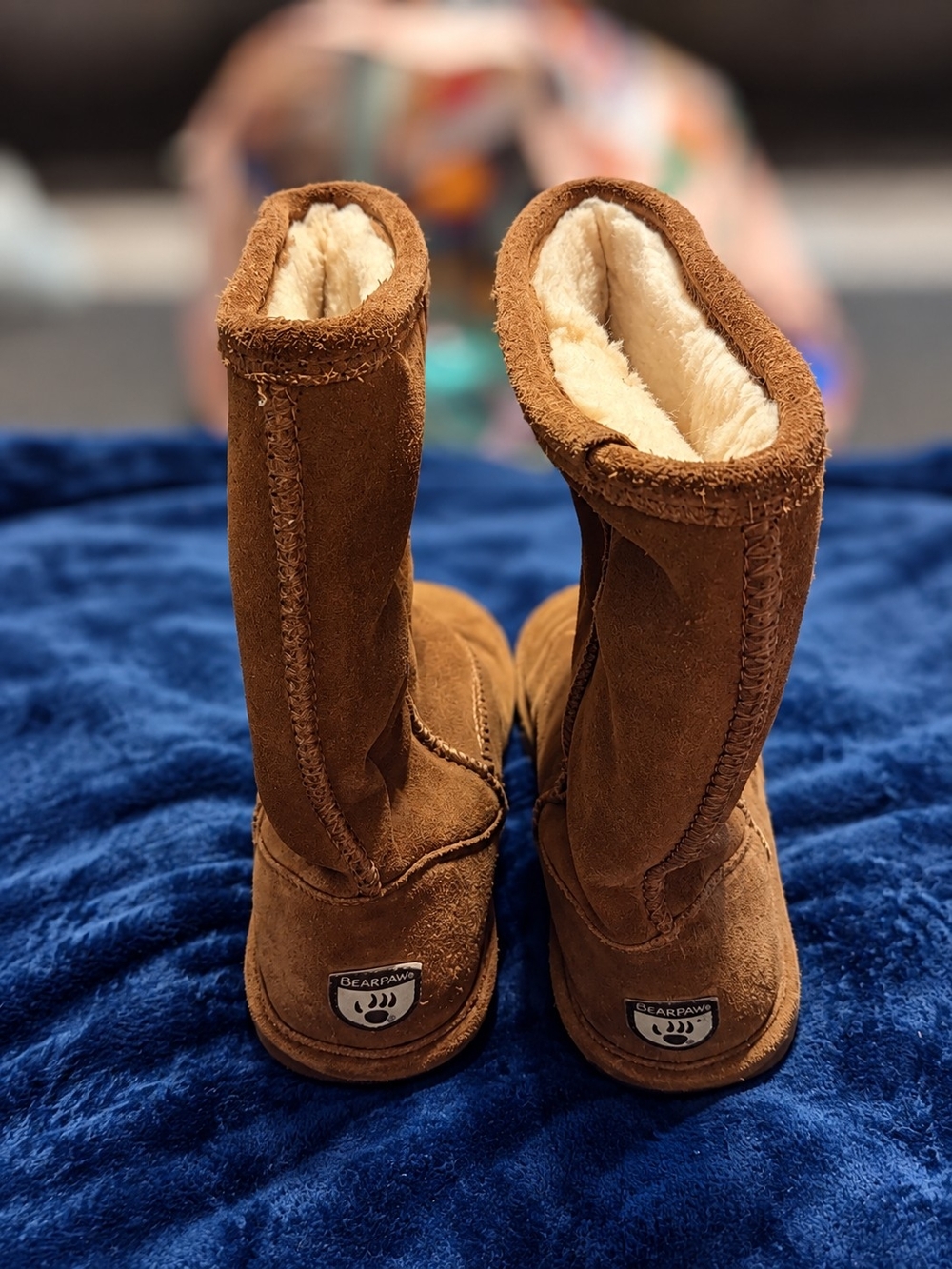 BearPaw Kids Chestnut Suede Shearling-Lined Boots
